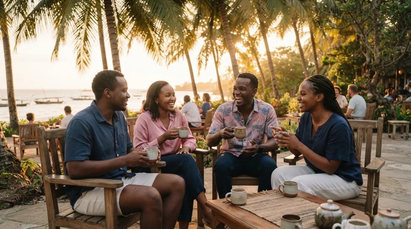 Illustrative scene of a relaxed outdoor fellowship